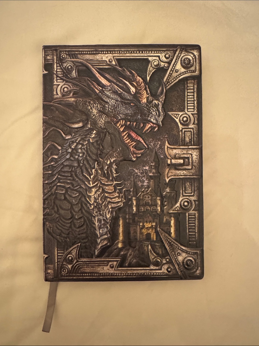 Embossed Dragon Hardcover Journal — Metallic Gray